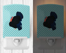 Norfolk Black Turkey Blue Check Ceramic Night Light Compact, UL-Certified, Ideal for Bedroom, Bathroom, Nursery, Hallway, Kitchen, 6x4x3, Multicolor