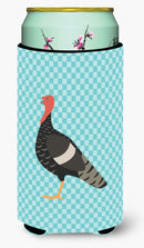 Marragansett Turkey Blue Check Tall Boy Hugger Can Cooler Sleeve Machine Washable Drink Collapsible Insulator Beverage Insulated Holder