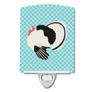 Royal Palm Turkey Blue Check Ceramic Night Light Compact, UL-Certified, Ideal for Bedroom, Bathroom, Nursery, Hallway, Kitchen, 6x4x3, Multicolor