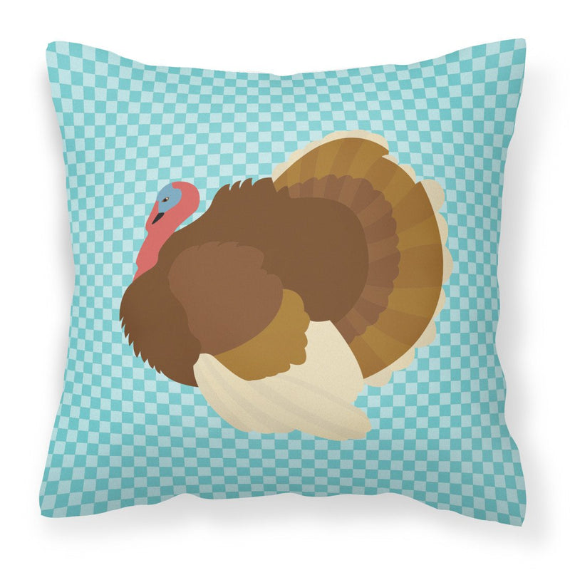 French Turkey Dindon Blue Check Fabric Decorative Pillow BB8164PW1818