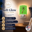 Palm Tree Green Polkadot Ceramic Night Light Compact, UL-Certified, Ideal for Bedroom, Bathroom, Nursery, Hallway, Kitchen, 6x4x3, Multicolor