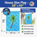 Palm Tree Blue Polkadot House Flag 28x40 Porch Sleeve Pole Decorative Outside Yard Banner Artwork Wall Hanging, Polyester
