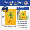 Palm Tree Yellow Polkadot House Flag 28x40 Porch Sleeve Pole Decorative Outside Yard Banner Artwork Wall Hanging, Polyester