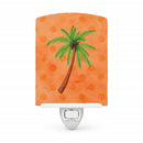 Palm Tree Orange Polkadot Ceramic Night Light Compact, UL-Certified, Ideal for Bedroom, Bathroom, Nursery, Hallway, Kitchen, 6x4x3, Multicolor