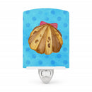 Sea Shell Blue Polkadot Ceramic Night Light Compact, UL-Certified, Ideal for Bedroom, Bathroom, Nursery, Hallway, Kitchen, 6x4x3, Multicolor