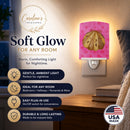 Sea Shell Pink Polkadot Ceramic Night Light Compact, UL-Certified, Ideal for Bedroom, Bathroom, Nursery, Hallway, Kitchen, 6x4x3, Multicolor