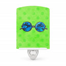 Sunglasses Green Polkadot Ceramic Night Light Compact, UL-Certified, Ideal for Bedroom, Bathroom, Nursery, Hallway, Kitchen, 6x4x3, Multicolor