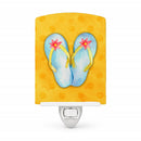 Flip Flops Yellow Polkadot Ceramic Night Light Compact, UL-Certified, Ideal for Bedroom, Bathroom, Nursery, Hallway, Kitchen, 6x4x3, Multicolor