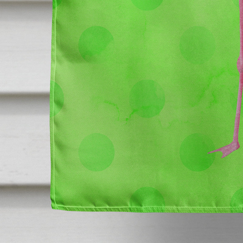 Flamingo Green Polkadot Flag Canvas House Size BB8185CHF