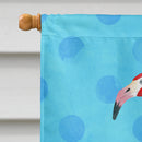 Flamingo Blue Polkadot House Flag 28x40 Porch Sleeve Pole Decorative Outside Yard Banner Artwork Wall Hanging, Polyester