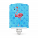 Flamingo Blue Polkadot Ceramic Night Light Compact, UL-Certified, Ideal for Bedroom, Bathroom, Nursery, Hallway, Kitchen, 6x4x3, Multicolor
