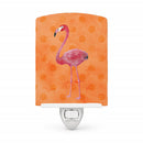 Flamingo Orange Polkadot Ceramic Night Light Compact, UL-Certified, Ideal for Bedroom, Bathroom, Nursery, Hallway, Kitchen, 6x4x3, Multicolor