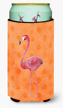 Flamingo Orange Polkadot Tall Boy Hugger Can Cooler Sleeve Machine Washable Drink Collapsible Insulator Beverage Insulated Holder