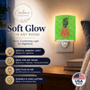 Pineapple Green Polkadot Ceramic Night Light Compact, UL-Certified, Ideal for Bedroom, Bathroom, Nursery, Hallway, Kitchen, 6x4x3, Multicolor