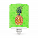 Pineapple Green Polkadot Ceramic Night Light Compact, UL-Certified, Ideal for Bedroom, Bathroom, Nursery, Hallway, Kitchen, 6x4x3, Multicolor