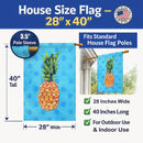 Pineapple Blue Polkadot House Flag 28x40 Porch Sleeve Pole Decorative Outside Yard Banner Artwork Wall Hanging, Polyester