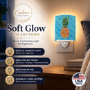 Pineapple Blue Polkadot Ceramic Night Light Compact, UL-Certified, Ideal for Bedroom, Bathroom, Nursery, Hallway, Kitchen, 6x4x3, Multicolor