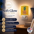 Pineapple Yellow Polkadot Ceramic Night Light Compact, UL-Certified, Ideal for Bedroom, Bathroom, Nursery, Hallway, Kitchen, 6x4x3, Multicolor