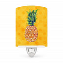 Pineapple Yellow Polkadot Ceramic Night Light Compact, UL-Certified, Ideal for Bedroom, Bathroom, Nursery, Hallway, Kitchen, 6x4x3, Multicolor