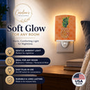 Pineapple Orange Polkadot Ceramic Night Light Compact, UL-Certified, Ideal for Bedroom, Bathroom, Nursery, Hallway, Kitchen, 6x4x3, Multicolor