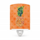 Pineapple Orange Polkadot Ceramic Night Light Compact, UL-Certified, Ideal for Bedroom, Bathroom, Nursery, Hallway, Kitchen, 6x4x3, Multicolor