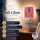 Pineapple Pink Polkadot Ceramic Night Light Compact, UL-Certified, Ideal for Bedroom, Bathroom, Nursery, Hallway, Kitchen, 6x4x3, Multicolor
