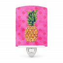 Pineapple Pink Polkadot Ceramic Night Light Compact, UL-Certified, Ideal for Bedroom, Bathroom, Nursery, Hallway, Kitchen, 6x4x3, Multicolor