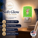 Umberella Cocktail Green Polkadot Ceramic Night Light Compact, UL-Certified, Ideal for Bedroom, Bathroom, Nursery, Hallway, Kitchen, 6x4x3, Multicolor