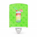 Umberella Cocktail Green Polkadot Ceramic Night Light Compact, UL-Certified, Ideal for Bedroom, Bathroom, Nursery, Hallway, Kitchen, 6x4x3, Multicolor