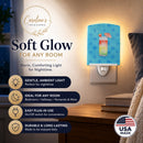Umberella Cocktail Blue Polkadot Ceramic Night Light Compact, UL-Certified, Ideal for Bedroom, Bathroom, Nursery, Hallway, Kitchen, 6x4x3, Multicolor