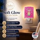 Umberella Cocktail Pink Polkadot Ceramic Night Light Compact, UL-Certified, Ideal for Bedroom, Bathroom, Nursery, Hallway, Kitchen, 6x4x3, Multicolor