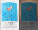 Summer Martini Blue Polkadot Ceramic Night Light Compact, UL-Certified, Ideal for Bedroom, Bathroom, Nursery, Hallway, Kitchen, 6x4x3, Multicolor