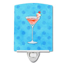 Summer Martini Blue Polkadot Ceramic Night Light Compact, UL-Certified, Ideal for Bedroom, Bathroom, Nursery, Hallway, Kitchen, 6x4x3, Multicolor