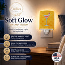 Summer Martini Yellow Polkadot Ceramic Night Light Compact, UL-Certified, Ideal for Bedroom, Bathroom, Nursery, Hallway, Kitchen, 6x4x3, Multicolor