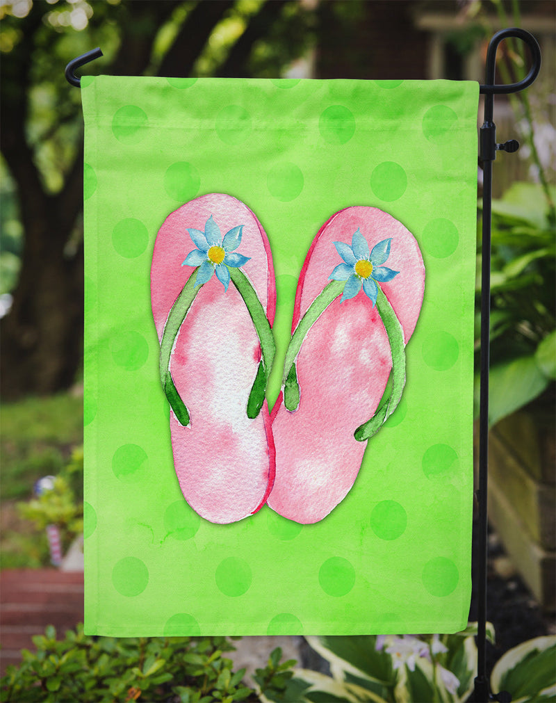 Pink Flip Flops Green Polkadot Flag Garden Size BB8220GF