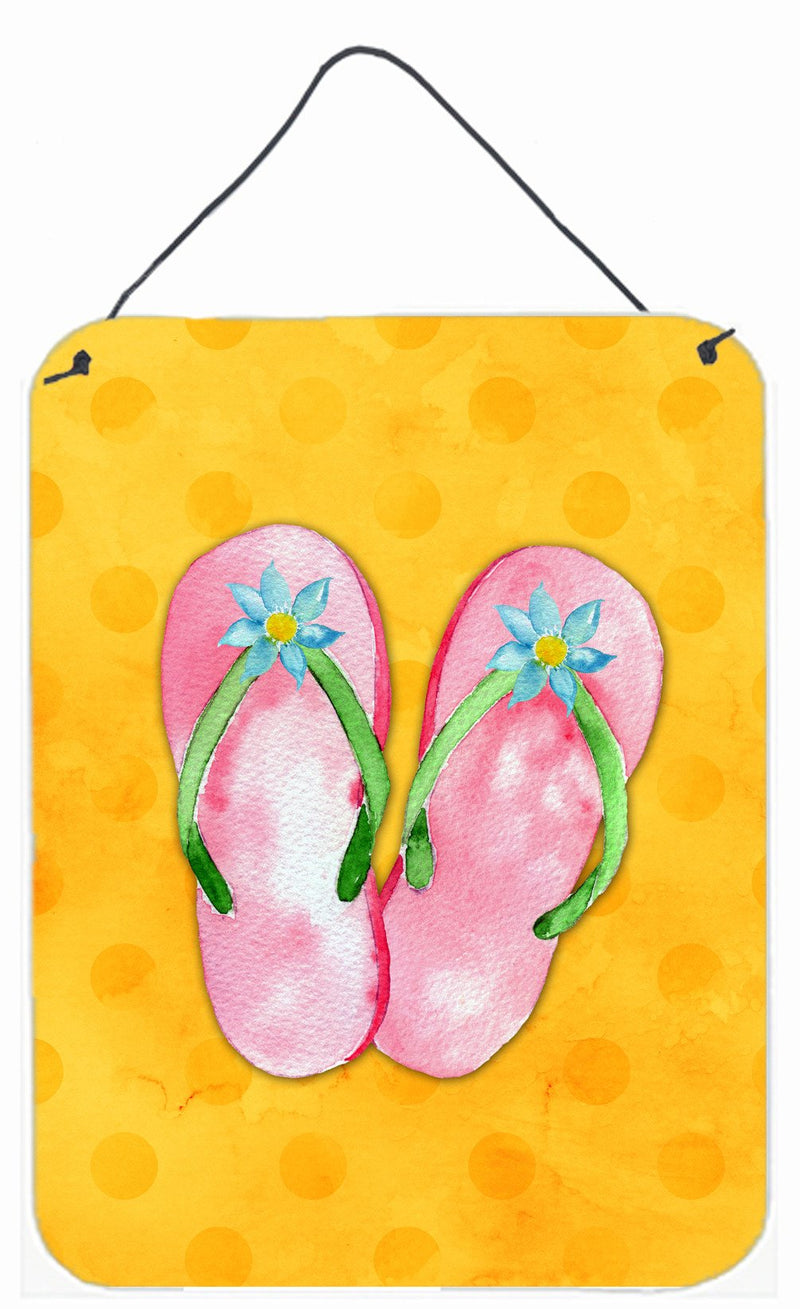 Pink Flip Flops Yellow Polkadot Wall or Door Hanging Prints BB8222DS1216