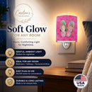 Pink Flip Flops Pink Polkadot Ceramic Night Light Compact, UL-Certified, Ideal for Bedroom, Bathroom, Nursery, Hallway, Kitchen, 6x4x3, Multicolor