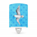 Sea Gull Blue Polkadot Ceramic Night Light Compact, UL-Certified, Ideal for Bedroom, Bathroom, Nursery, Hallway, Kitchen, 6x4x3, Multicolor