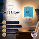 Summer Cocktail Blue Polkadot Ceramic Night Light Compact, UL-Certified, Ideal for Bedroom, Bathroom, Nursery, Hallway, Kitchen, 6x4x3, Multicolor