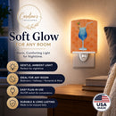 Summer Cocktail Orange Polkadot Ceramic Night Light Compact, UL-Certified, Ideal for Bedroom, Bathroom, Nursery, Hallway, Kitchen, 6x4x3, Multicolor