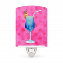 Summer Cocktail Pink Polkadot Ceramic Night Light Compact, UL-Certified, Ideal for Bedroom, Bathroom, Nursery, Hallway, Kitchen, 6x4x3, Multicolor
