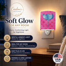 Sting Ray Pink Polkadot Ceramic Night Light Compact, UL-Certified, Ideal for Bedroom, Bathroom, Nursery, Hallway, Kitchen, 6x4x3, Multicolor