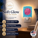 Pink Sea Shell Blue Polkadot Ceramic Night Light Compact, UL-Certified, Ideal for Bedroom, Bathroom, Nursery, Hallway, Kitchen, 6x4x3, Multicolor