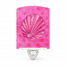 Pink Sea Shell Pink Polkadot Ceramic Night Light Compact, UL-Certified, Ideal for Bedroom, Bathroom, Nursery, Hallway, Kitchen, 6x4x3, Multicolor