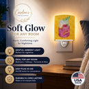 Mason Jar Cocktail Yellow Polkadot Ceramic Night Light Compact, UL-Certified, Ideal for Bedroom, Bathroom, Nursery, Hallway, Kitchen, 6x4x3, Multicolor