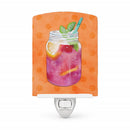 Mason Jar Cocktail Orange Polkadot Ceramic Night Light Compact, UL-Certified, Ideal for Bedroom, Bathroom, Nursery, Hallway, Kitchen, 6x4x3, Multicolor