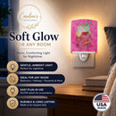 Mason Jar Cocktail Pink Polkadot Ceramic Night Light Compact, UL-Certified, Ideal for Bedroom, Bathroom, Nursery, Hallway, Kitchen, 6x4x3, Multicolor