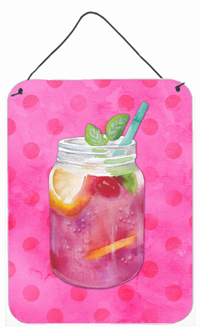 Mason Jar Cocktail Pink Polkadot Wall or Door Hanging Prints BB8254DS1216