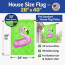 Flamingo Floaty Green Polkadot House Flag 28x40 Porch Sleeve Pole Decorative Outside Yard Banner Artwork Wall Hanging, Polyester