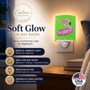Flamingo Floaty Green Polkadot Ceramic Night Light Compact, UL-Certified, Ideal for Bedroom, Bathroom, Nursery, Hallway, Kitchen, 6x4x3, Multicolor